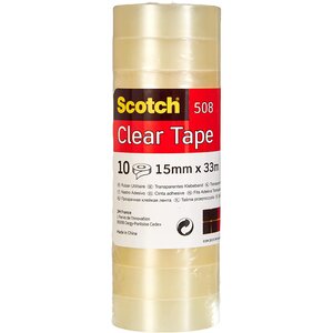 Tour de 10 Rubans adhésif 508 transparent 15 mm x 33 m SCOTCH