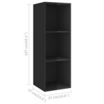 vidaXL Meuble TV mural Noir brillant 37x37x107 cm Bois d’ingénierie
