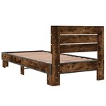 vidaXL Cadre de lit chêne fumé 100x200 cm bois d'ingénierie et métal
