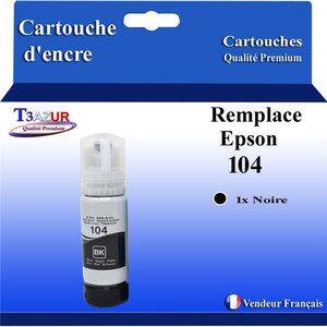 T3AZUR - Bouteille compatible avec Epson EcoTank ET-2810 ET-2811 ET-2812 ET-2814 ET-2815 - Noire