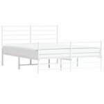 vidaXL Cadre de lit métal avec tête de lit/pied de lit blanc 160x200cm