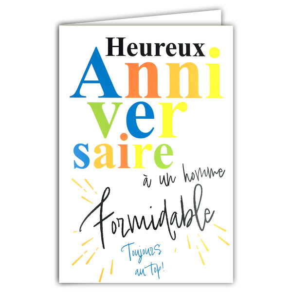 Carte FLUO Heureux Anniversaire à un HOMME Formidable avec Enveloppe 12x17,5cm