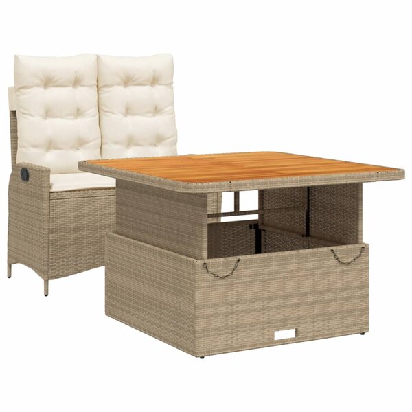 vidaXL Ensemble à manger de jardin et coussins 2 Pièces beige poly rotin