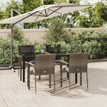 vidaXL Ensemble à manger de jardin coussins 5 Pièces noir et gris