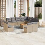 vidaXL Salon de jardin et coussins 13 Pièces mélange beige résine tressée