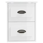 vidaXL Table de chevet murale blanc brillant 41 5x36x53 cm