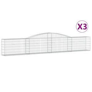 vidaXL Paniers à gabions arqués 3 Pièces 400x30x60/80 cm Fer galvanisé