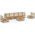 vidaXL Salon de jardin 7 Pièces marron miel bois de pin massif