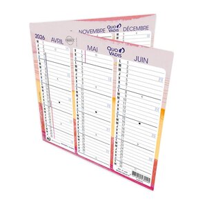 Calendrier 2026 Dépliant - 26 x 13cm - Multicouleurs Fantaisie - Cartonné