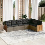 vidaXL Salon de jardin avec coussins 7 Pièces gris résine tressée