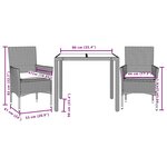 vidaXL Ensemble à manger de jardin et coussins 3Pièces beige rotin acacia