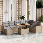 vidaXL Salon de jardin avec coussins 9 Pièces beige résine tressée