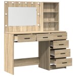 vidaXL Ensemble de 2 Tables de Maquillage avec LED en Bois d'Ingénierie Chêne Sonoma