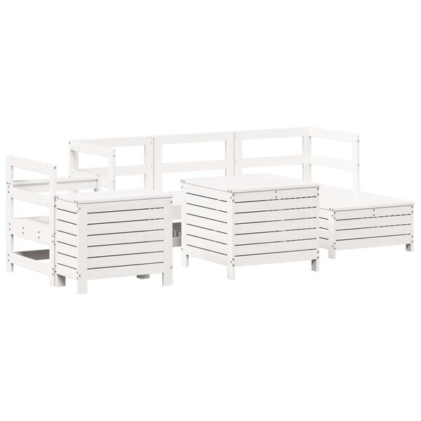 vidaXL Salon de jardin 7 Pièces blanc bois de pin massif