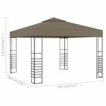 vidaXL Chapiteau de jardin 3x3 m Taupe 180 g/m²