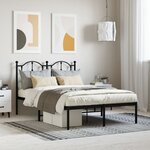 vidaXL Cadre de lit métal avec tête de lit noir 120x200 cm