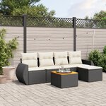 vidaXL Salon de jardin 6 Pièces avec coussins noir résine tressée