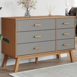 vidaXL Armoire à tiroirs OLDEN gris et marron bois de pin solide