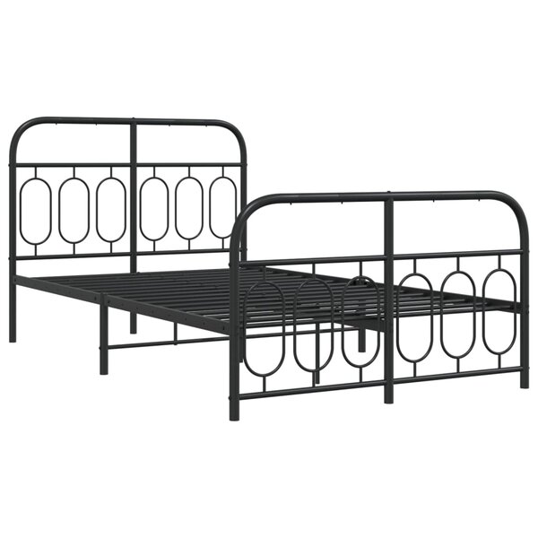vidaXL Cadre de lit métal avec tête de lit/pied de lit noir 120x190 cm