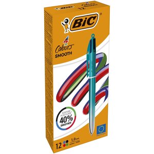 Stylo-bille Rétractable 4 Colours Smooth Gradient S Bleu Turquoise x 12 BIC