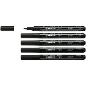 Marqueur pointe fine FREE acrylic T100 noir x 5 STABILO
