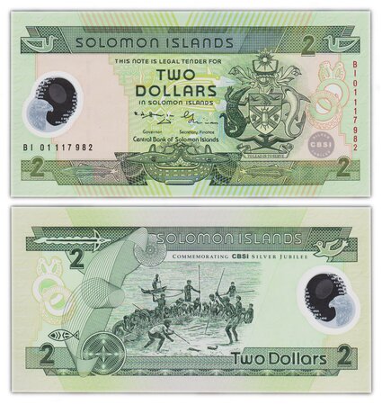 Billet de collection 2 dollars 2001 iles salomon - neuf - p23