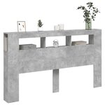 vidaXL Tête de lit à LED gris béton 180x18 5x103 5cm bois d'ingénierie