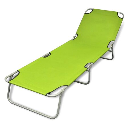 vidaXL Chaise longue pliable acier enduit de poudre vert pomme