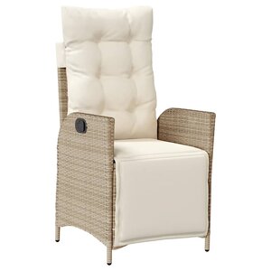 vidaXL Chaise inclinable de jardin et repose-pied beige résine tressée