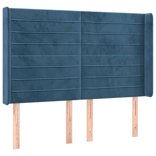 vidaXL Tête de lit avec oreilles Bleu foncé 147x16x118/128 cm Velours