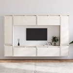 vidaXL Meubles TV 8 Pièces Blanc Bois massif de pin