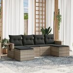 vidaXL Salon de jardin 6 Pièces avec coussins gris clair résine tressée