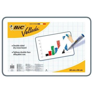 Tableau effaçable à sec DOUBLE FACE 90 x 60 cm Bord Gris VELLEDA
