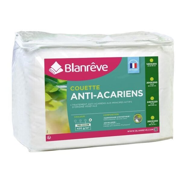 Couette tres chaude Percale - Anti-acariens- 240 x 260 cm