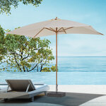 Parasol droit rectangulaire bois polyester haute densité 2 95L x 2l x 2 55H m crème