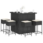 vidaXL Ensemble de bar de jardin 5 Pièces avec coussins noir poly rotin