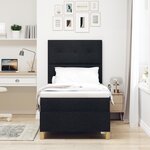 vidaXL Lit à ressort avec matelas noir 90x200 cm tissu
