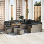 Ensemble de 12 Pièces de Canapés de Jardin avec Coussins Gris Poly Rattan Acacia