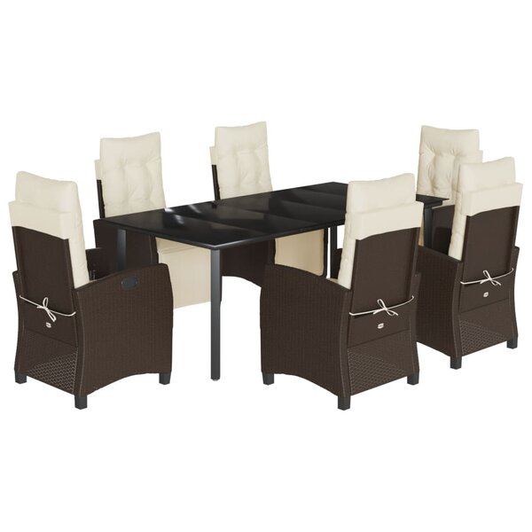 vidaXL Ensemble à manger de jardin et coussins 7 Pièces marron rotin
