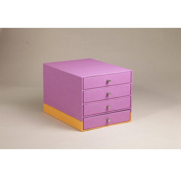 Rhodiarama Trieur 4 tiroirs en Simili Cuir 24,8 x 32,7 x 22,8 cm Lilas RHODIA
