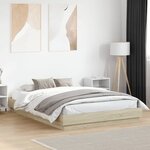 vidaXL Cadre de lit avec lumières LED chêne sonoma 150x200 cm