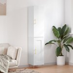 vidaXL Buffet haut Blanc brillant 34 5x34x180 cm Bois d'ingénierie
