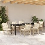 vidaXL Ensemble de Restauration de Jardin 7 Pièces avec Coussins en Rattan Poly Beige