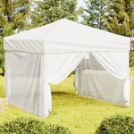 vidaXL Tente de réception pliable avec parois Blanc 3x3 m