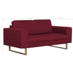 vidaXL Canapé à 2 places Tissu Rouge bordeaux