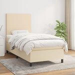 vidaXL Sommier à lattes de lit avec matelas Crème 100x200 cm Tissu