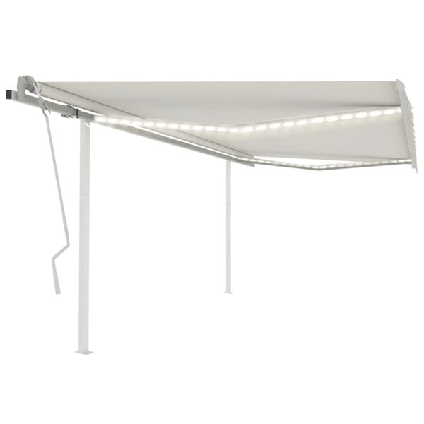 vidaXL Auvent manuel rétractable avec LED 4 5x3 m Crème