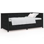 vidaXL Lit de jour Noir 90x190 cm Bois de pin massif