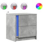 vidaXL Armoires de chevet et lumières LED 2 Pièces gris béton