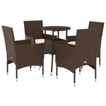 vidaXL Ensemble à manger de jardin et coussins 5Pièces marron rotin verre